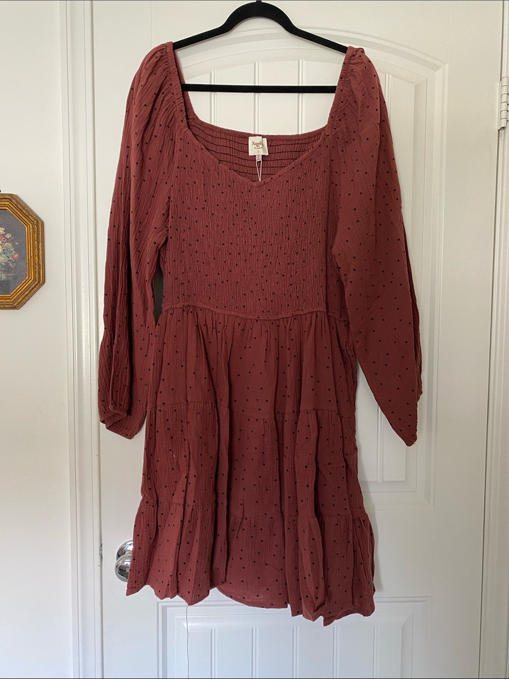 Hayden Smocked Square-Neck Tiered Dress in Dusty Rose